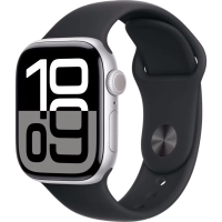 Часы Apple Watch Series 10 46mm Silver Aluminium Case GPS Sport Band Black M/L